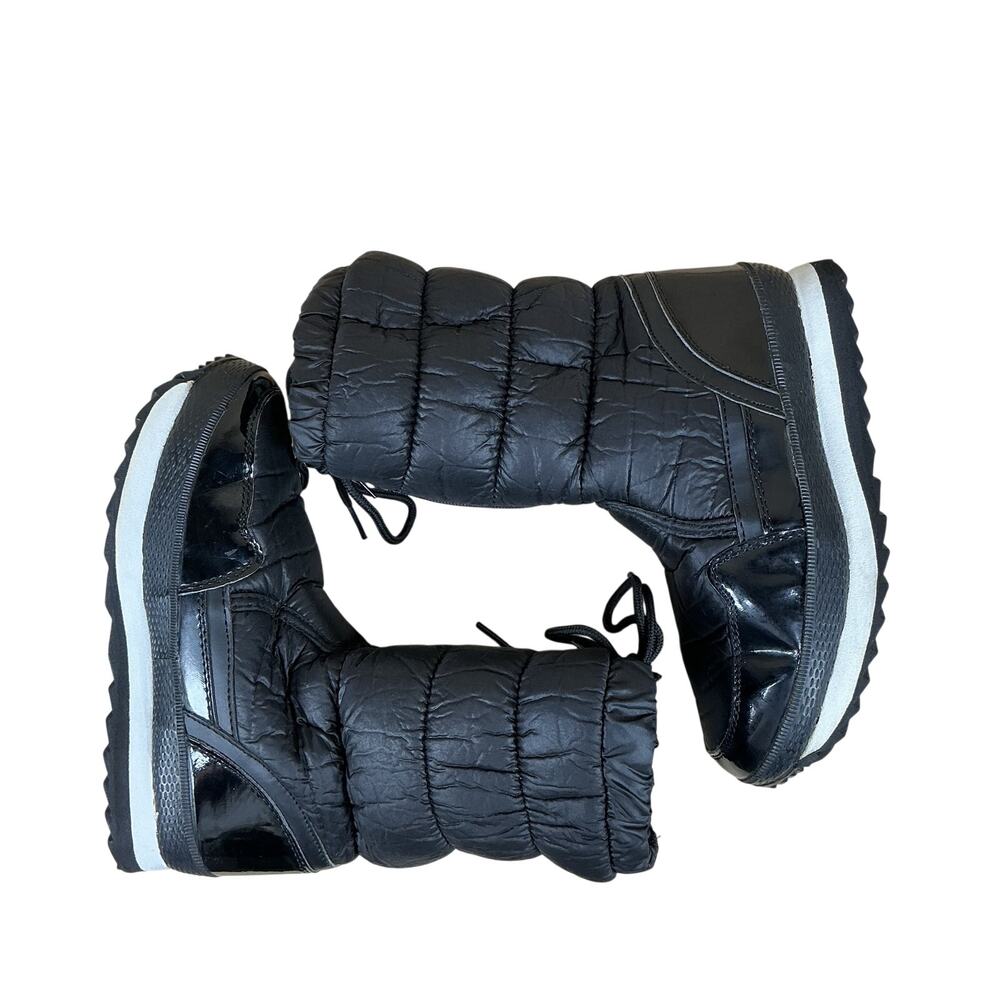 Athletech Icicle Snow Boots Women’s 6 Black White Quilted Fleece Lined Winter